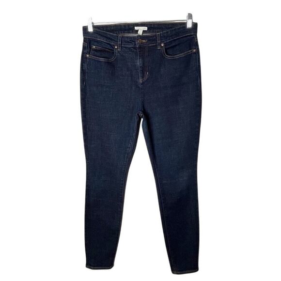 Eileen Fisher Women's Jeans Size 10 Blue Dark Wash Slim Straight Denim High Rise - Picture 1 of 5